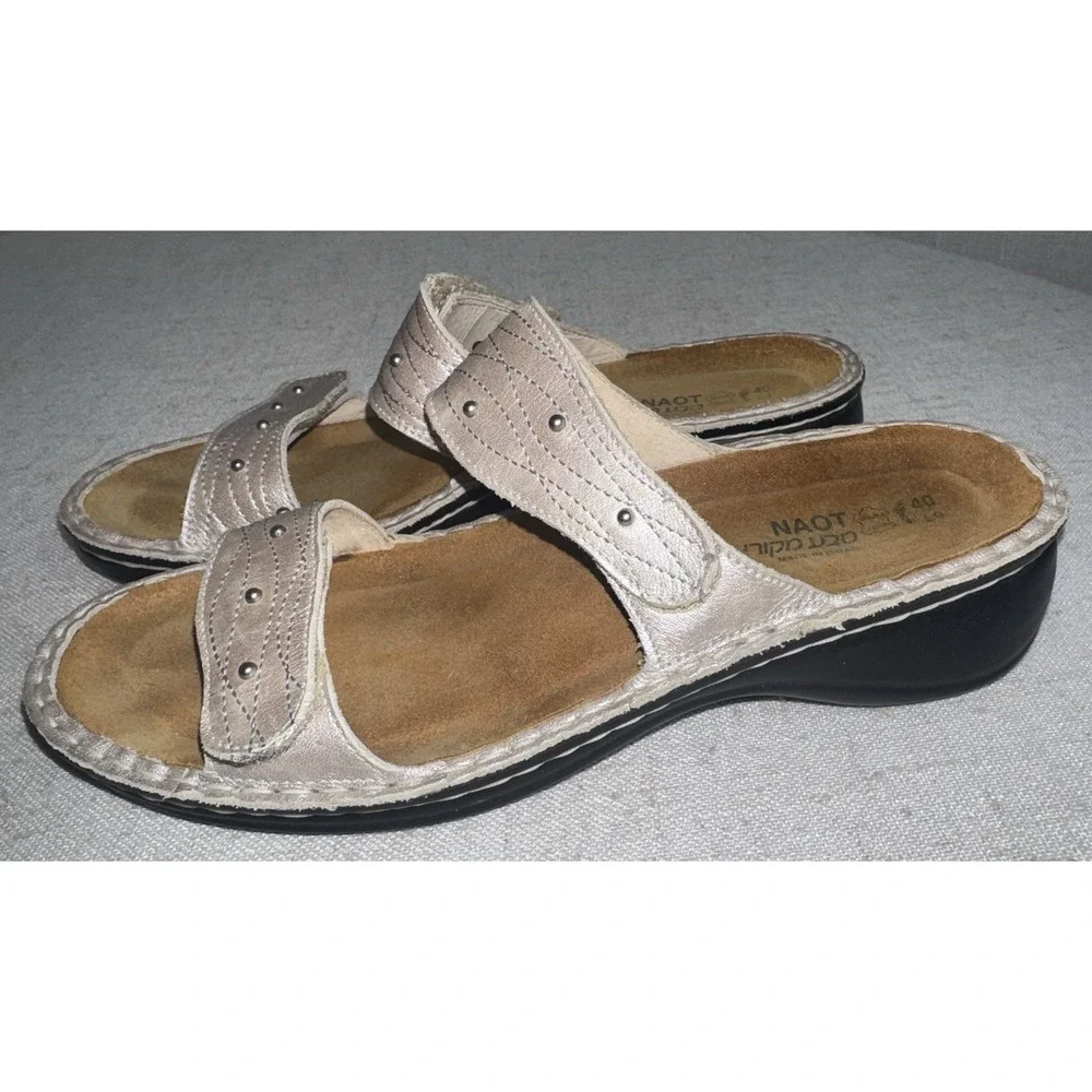 NAOT Metallic Leather Footbed Adjustable Sandals‎ US Women's Sz 9 EU 40